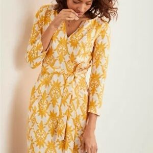 Boden Kelsey dress yellow motif 6L. Worn twice.